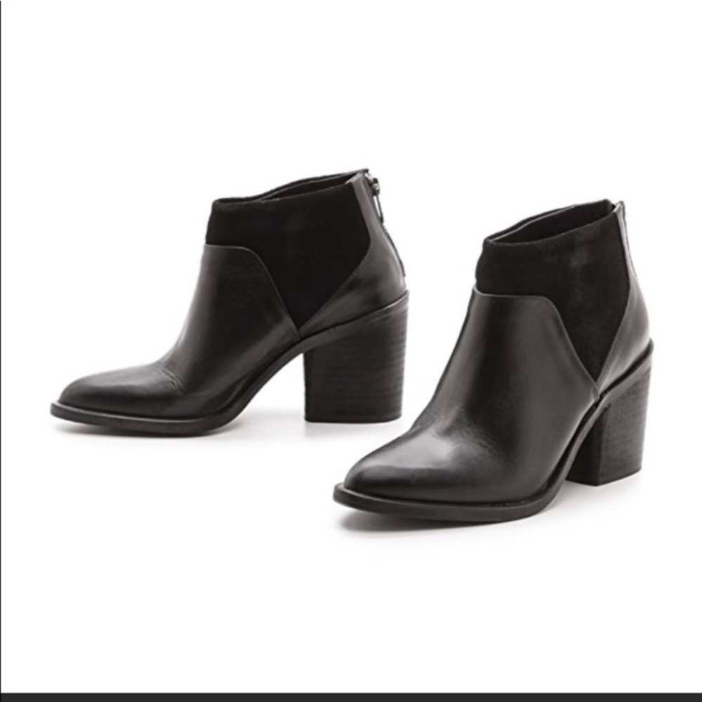 Black Modern Vintage Leather Ankle Boots